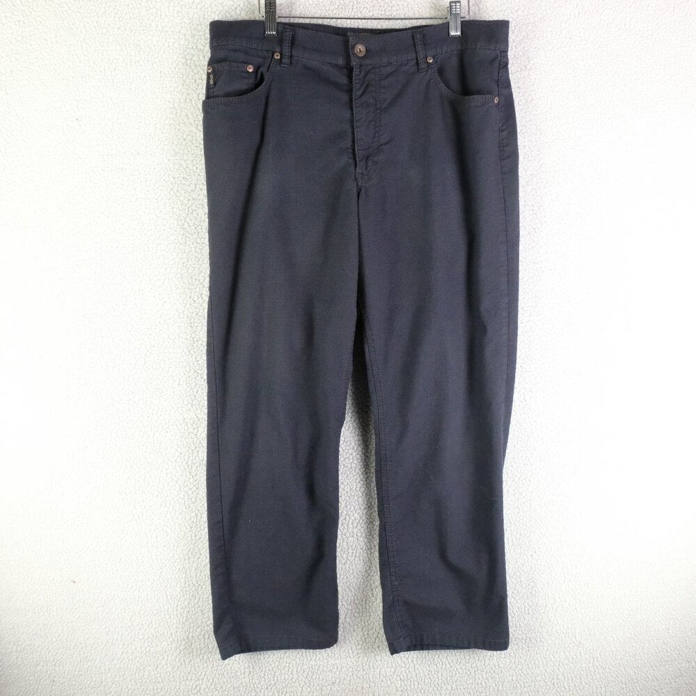 Brax Cooper Pants Mens 36x28 Navy Blue Regular Fit Stretch Cotton Blend Chino